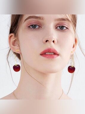 Cherry Red Earrings Beautiful Gift